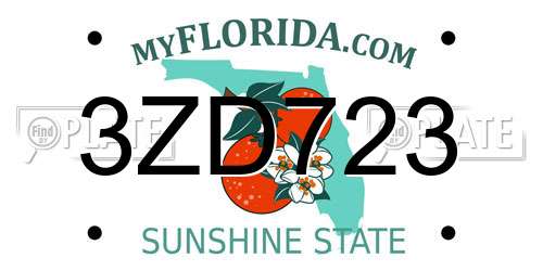 3ZD723 Florida License Plate