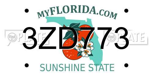 3ZD773 Florida License Plate
