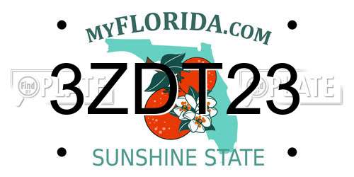 3ZDT23 Florida License Plate