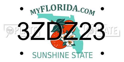 3ZDZ23 Florida License Plate