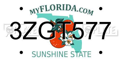3ZGT577 Florida License Plate