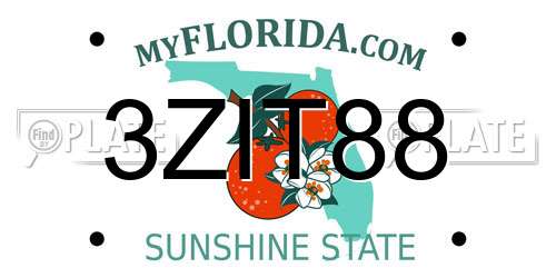 3ZIT88 Florida License Plate