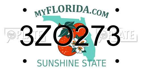 3ZO273 Florida License Plate