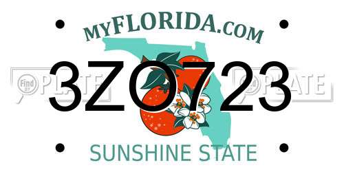 3ZO723 Florida License Plate