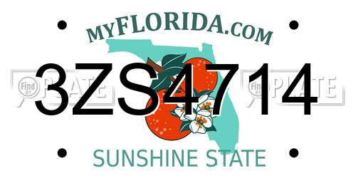 3ZS4714 Florida License Plate
