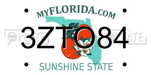 3ZTO84 Florida License Plate