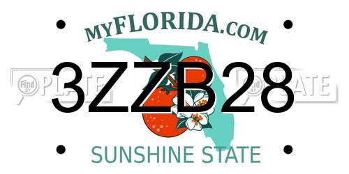 3ZZB28 Florida License Plate