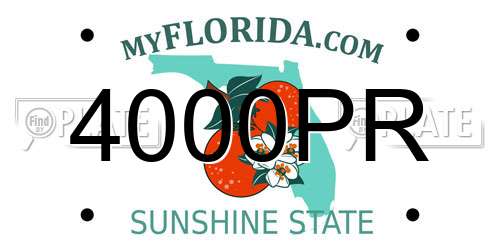 4000PR Florida License Plate