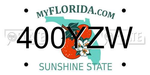 400YZW Florida License Plate