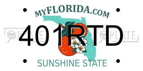 401RTD Florida License Plate