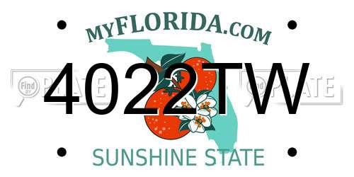 4022TW Florida License Plate