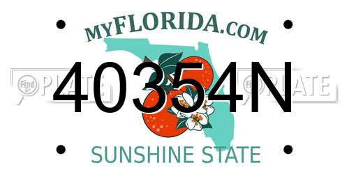 40354N Florida License Plate