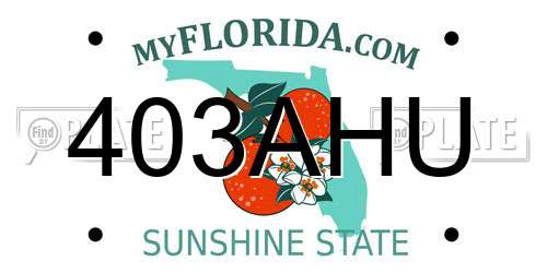 403AHU Florida License Plate
