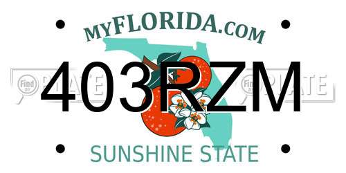 403RZM Florida License Plate
