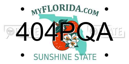 404PQA Florida License Plate