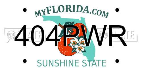 404PWR Florida License Plate