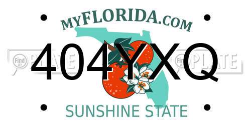 404YXQ Florida License Plate