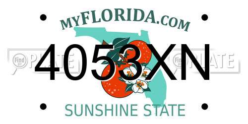 4053XN Florida License Plate