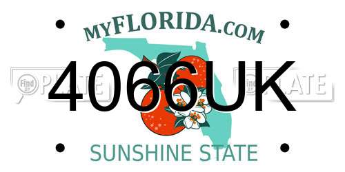 4066UK Florida License Plate