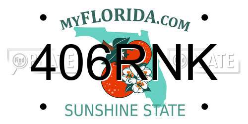 406RNK Florida License Plate