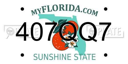 407QQ7 Florida License Plate