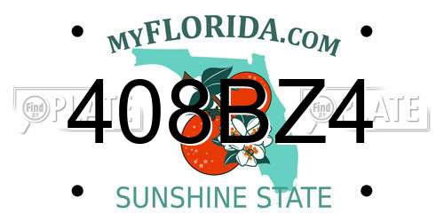 408BZ4 Florida License Plate