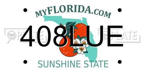 408LUE Florida License Plate