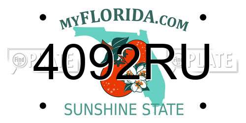 4092RU Florida License Plate