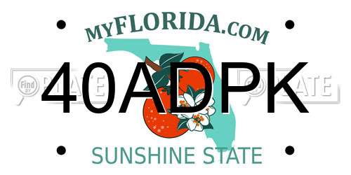 40ADPK Florida License Plate