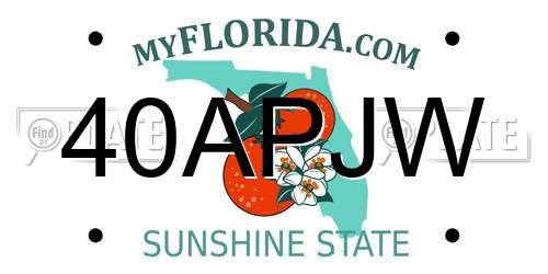 40APJW Florida License Plate