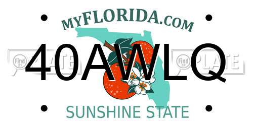 40AWLQ Florida License Plate