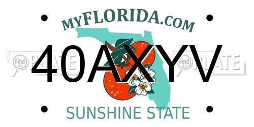 40AXYV Florida License Plate
