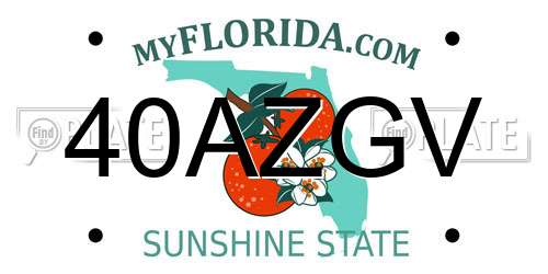40AZGV Florida License Plate