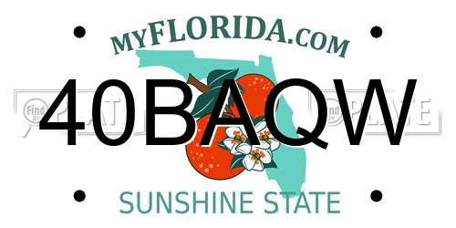 40BAQW Florida License Plate