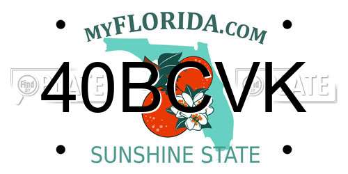 40BCVK Florida License Plate