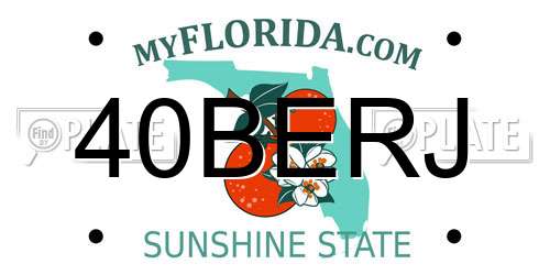 40BERJ Florida License Plate