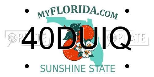 40DUIQ Florida License Plate