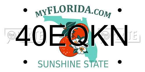 40EQKN Florida License Plate