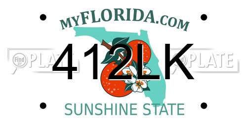 412LK Florida License Plate