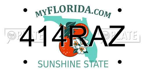 414RAZ Florida License Plate