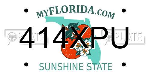 414XPU Florida License Plate