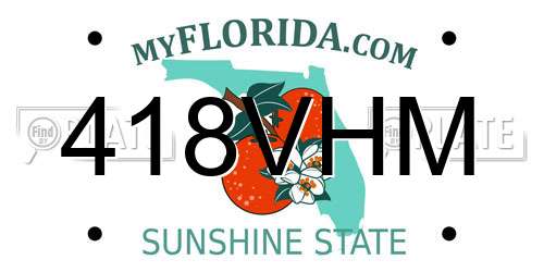 418VHM Florida License Plate