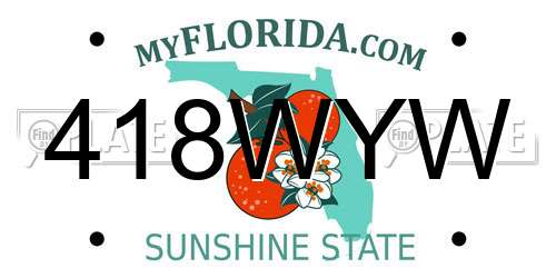 418WYW Florida License Plate