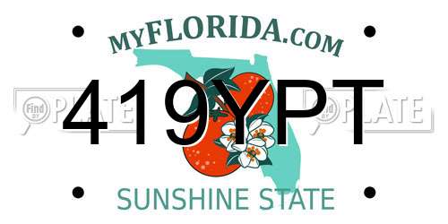 419YPT Florida License Plate