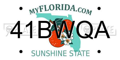 41BWQA Florida License Plate
