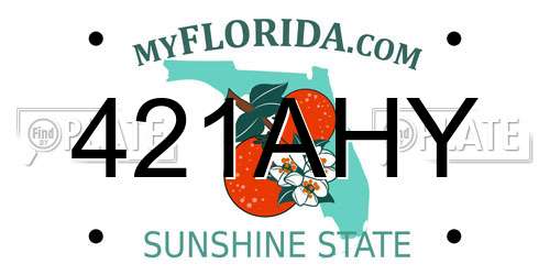 421AHY Florida License Plate