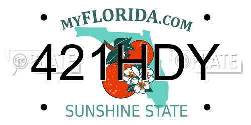 421HDY Florida License Plate