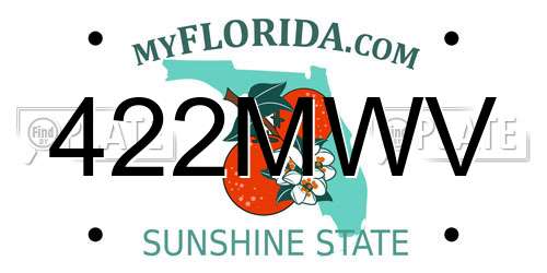 422MWV Florida License Plate