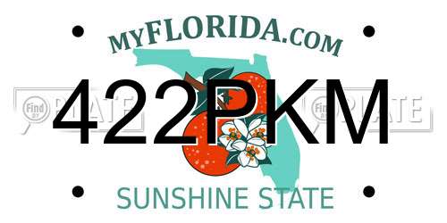 422PKM Florida License Plate