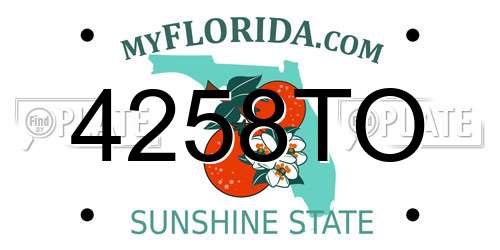 4258TO Florida License Plate
